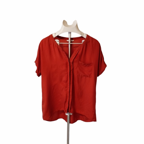 Cassis Orange Silk Blouse Size M - Picture 1 of 7